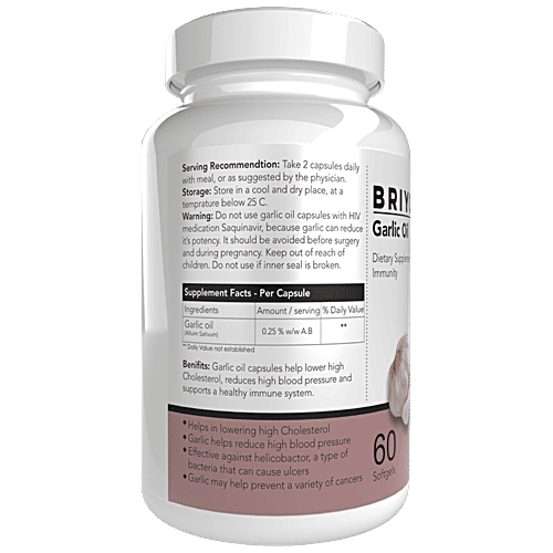 Buy Briyosis Garlic Oil Dietary Supplement Softgel Boosts Immune