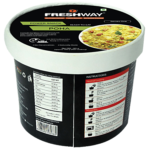 Freshway Ready To Eat Poha - Natural, No Added Colours Or Preservatives, 80 g  
