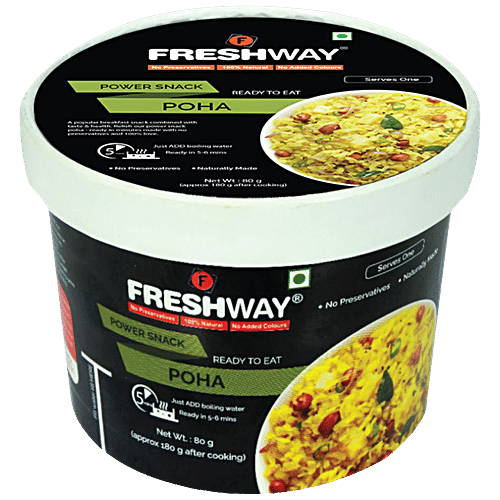 Freshway Ready To Eat Poha - Natural, No Added Colours Or Preservatives, 80 g  