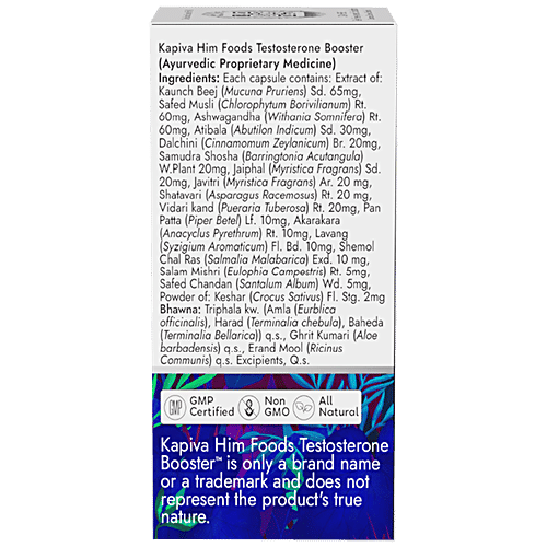 Kapiva Himfoods Testosterone Booster - With Shodhit, Shilajit, Akarakara & 17 Ayurvedic Herbs, 60 pcs
