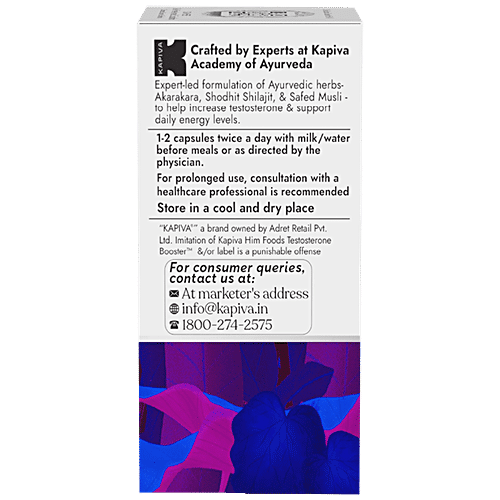 Kapiva Himfoods Testosterone Booster - With Shodhit, Shilajit, Akarakara & 17 Ayurvedic Herbs, 60 pcs