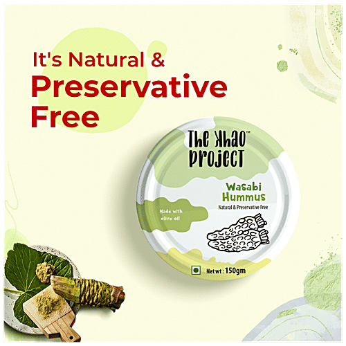 The Khao Project Wasabi Hummus - Preservatives Free, Made With Olive Oil, Healthy Low-Calories Dip & Spread, 150 g  