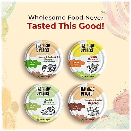 The Khao Project Wasabi Hummus - Preservatives Free, Made With Olive Oil, Healthy Low-Calories Dip & Spread, 150 g  