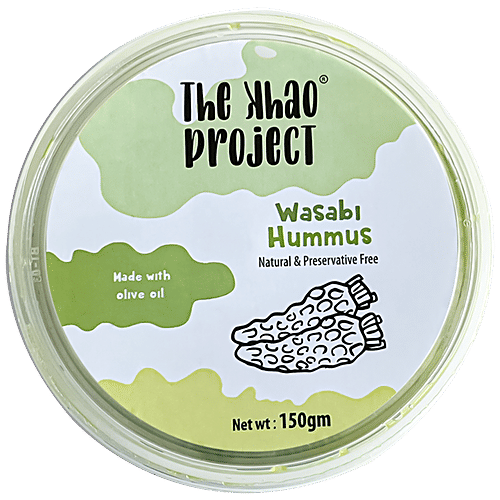 The Khao Project Wasabi Hummus - Preservatives Free, Made With Olive Oil, Healthy Low-Calories Dip & Spread, 150 g  