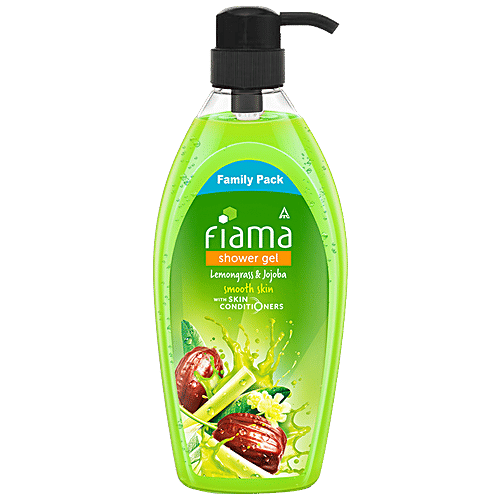 Fiama Shower Gel - With Skin Conditioners, Lemongrass & Jojoba, For Smooth Skin, Family Pack, 900 ml Bottle