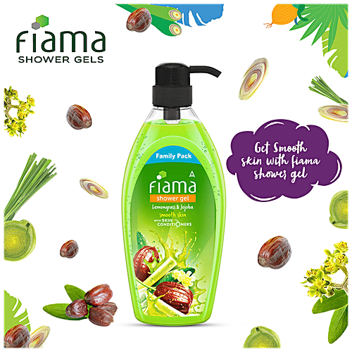 Fiama Shower Gel - With Skin Conditioners, Lemongrass & Jojoba, For Smooth Skin, Family Pack, 900 ml Bottle