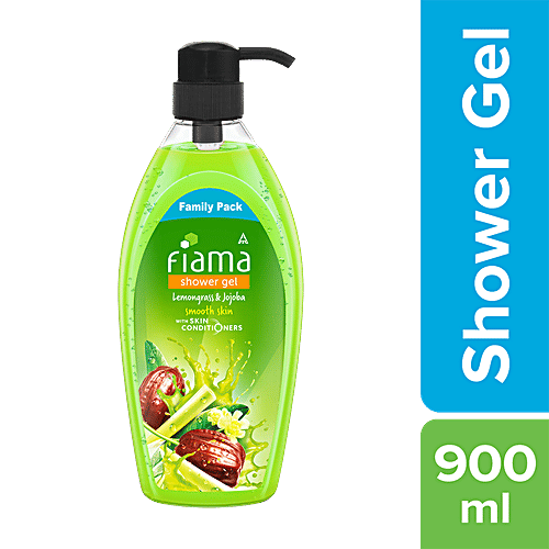 Fiama Shower Gel - With Skin Conditioners, Lemongrass & Jojoba, For Smooth Skin, Family Pack, 900 ml Bottle