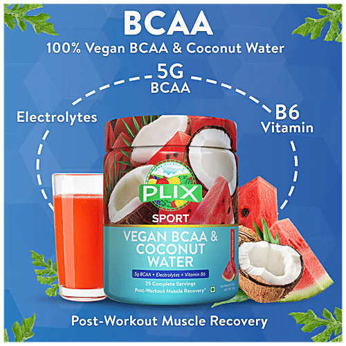 Buy PLIX Vegan BCAA & Coconut Water Watermelon Flavour, Vitamin B6