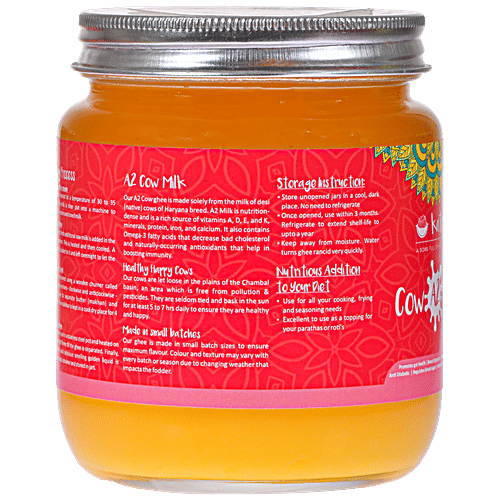 Katori A2 Cow Ghee - Traditional Hand Churned Bilona Method, A2 Milk Source, Pesticide & Hormone Free, 500 ml Glass Bottle