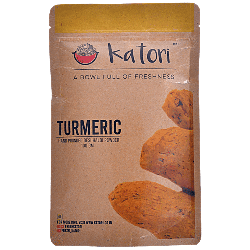 Katori Turmeric Haldi Powder - Sun Dried, Authentic Flavour, Traditional, Zero Additives, 100 g Pouch 
