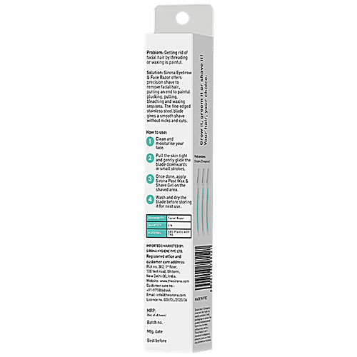 SIRONA Reusable Eyebrow & Face Razors for Painfree Facial Hair Removal (Pack of 3), 1 pc (Pack of 3) 