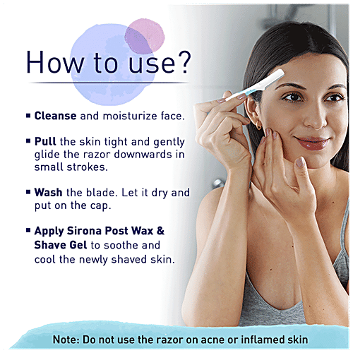 SIRONA Reusable Eyebrow & Face Razors for Painfree Facial Hair Removal (Pack of 3), 1 pc (Pack of 3) 