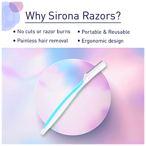 SIRONA Reusable Eyebrow & Face Razors for Painfree Facial Hair Removal (Pack of 3), 1 pc (Pack of 3) 