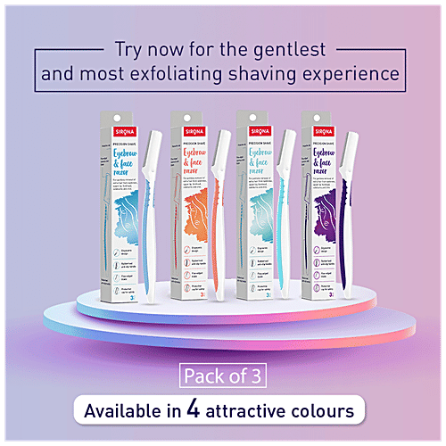 SIRONA Reusable Eyebrow & Face Razors for Painfree Facial Hair Removal (Pack of 3), 1 pc (Pack of 3) 