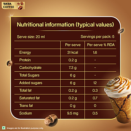 Tata Coffee Cold Coffee Liquid Concentrate - Classic, Rich & Creamy, Cafe Style, Easy To Make, 100 ml (5 Sachets x 20 ml Each) 