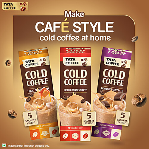 Tata Coffee Cold Coffee Liquid Concentrate - Classic, Rich & Creamy, Cafe Style, Easy To Make, 100 ml (5 Sachets x 20 ml Each) 