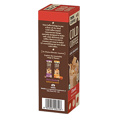 Tata Coffee Cold Coffee Liquid Concentrate - Classic, Rich & Creamy, Cafe Style, Easy To Make, 100 ml (5 Sachets x 20 ml Each) 