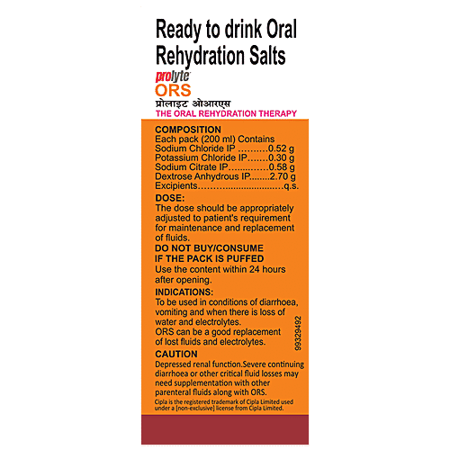 Buy Prolyte ORS Liquid Orange, Ready To Drink, Maintain Electrolyte