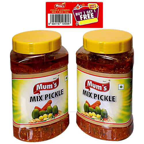 Mum's Mixed Pickle Combo For Indian Meals, 1 kg (Buy 1 Get 1 Free) 
