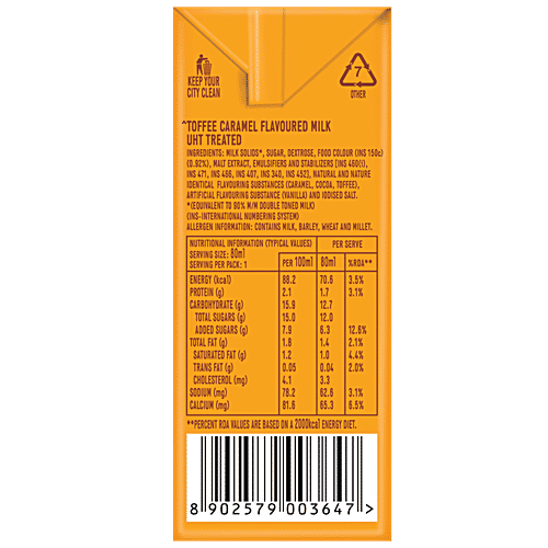 Smoodh Toffee Caramel Flavoured Milk, 80 ml Tetra Pak 