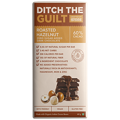Buy Ditch The Guilt 60 Cacao Roasted Hazelnut Sugar Free Dark