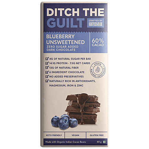 Buy Ditch The Guilt 60 Cacao Blueberry Unsweetened Sugar Free Dark