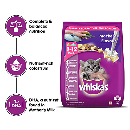 Buy Whiskas Dry Cat Food For Mother & Babycat Mackerel Flavour Online