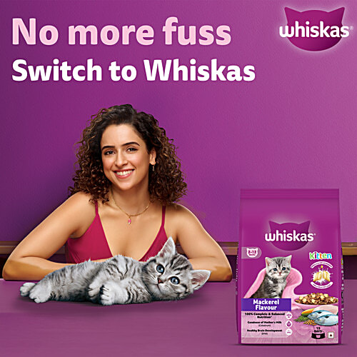 Whiskas Junior Mother Cat & Kitten 2-12 Months - Dry Cat Food, Mackerel Fish Flavour, 3 kg  Complete & Balanced Nutrition, Goodness Of Mother'S Milk, Healthy Brain Development