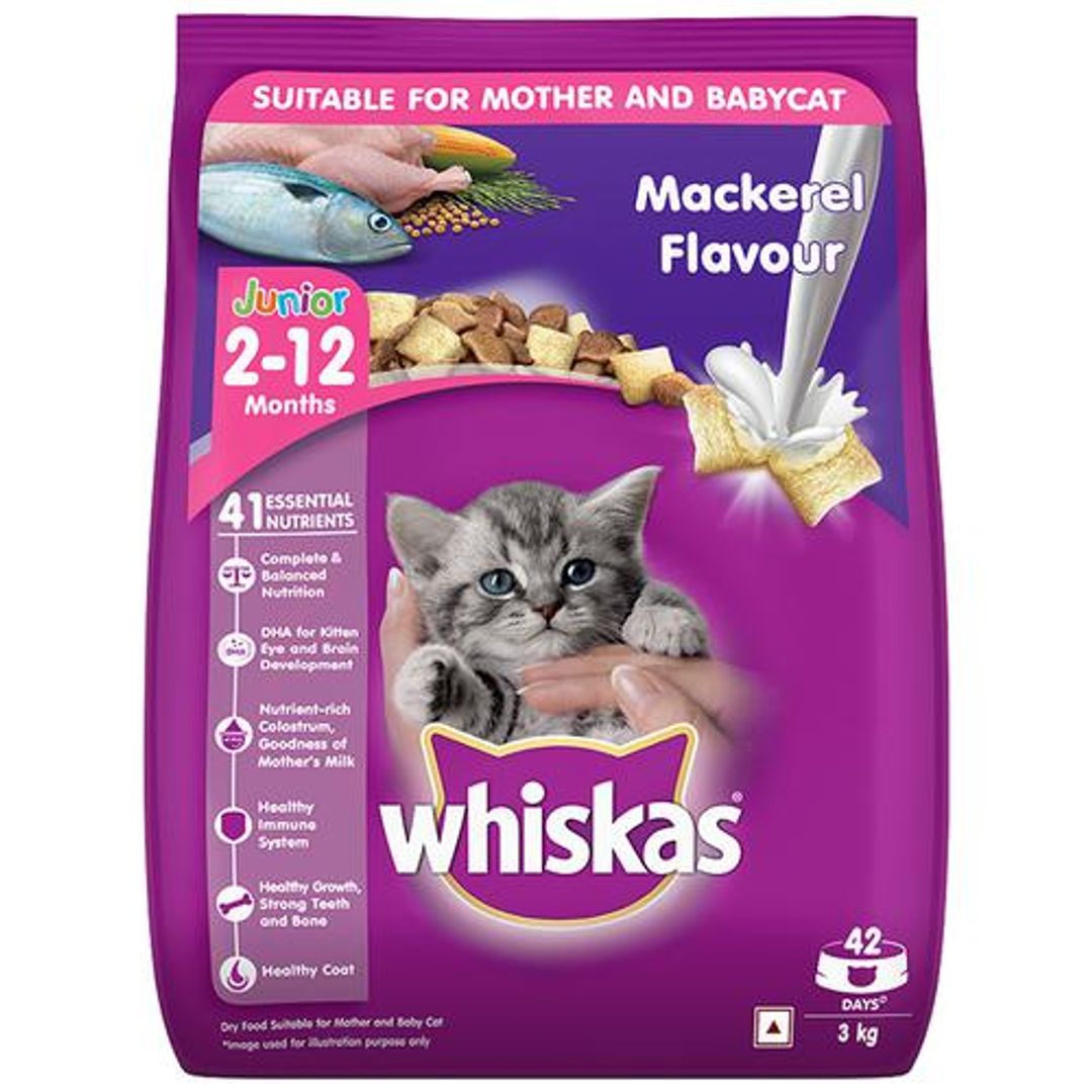 Whiskas Dry Cat Food For Mother & Babycat - Mackerel Flavour, 3 kg 