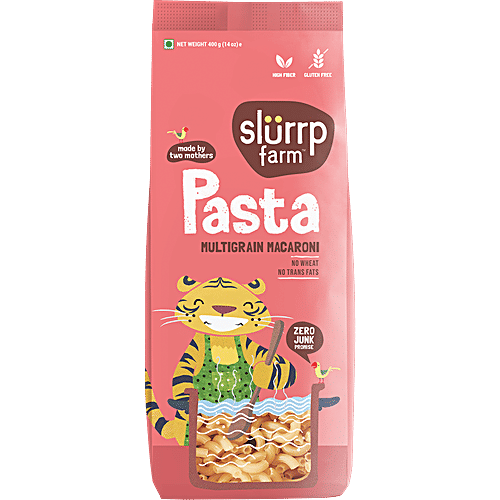 Slurrp Farm Macaroni Pasta -  Vegan, No Maida, Gluten Free & Multigrain, Healthy, Fibre Rich, 400 g Pouch 