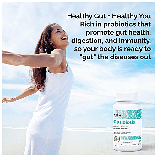 CURAE HEALTH Gut Biotix Probiotic Supplement Capsule - Improves Digestion, Immunity, 60 pcs  