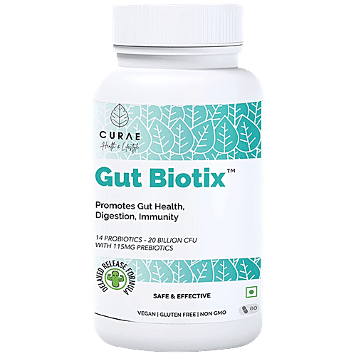 CURAE HEALTH Gut Biotix Probiotic Supplement Capsule - Improves Digestion, Immunity, 60 pcs  