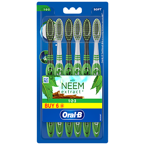 Buy OralB Toothbrushes Soft bristles, With Neem Extract, Gentle On