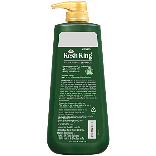 Kesh King Ayurvedic Anti Hairfall Shampoo, Reduces Hairfall, 21 Natural Ingredients, No Paraben & No Silicon, 1 L With The Goodness Of Aloe Vera, Bhringraja And Amla For Silky, Shiney, Shampoo For Women & Men