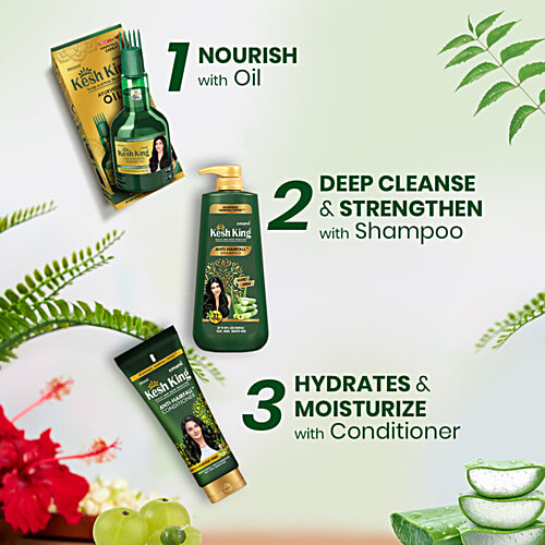 Kesh King Ayurvedic Anti Hairfall Shampoo, Reduces Hairfall, 21 Natural Ingredients, No Paraben & No Silicon, 1 L With The Goodness Of Aloe Vera, Bhringraja And Amla For Silky, Shiney, Shampoo For Women & Men