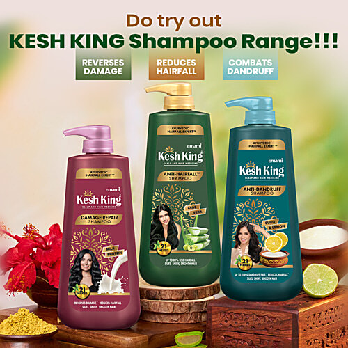 Kesh King Ayurvedic Anti Hairfall Shampoo, Reduces Hairfall, 21 Natural Ingredients, No Paraben & No Silicon, 1 L With The Goodness Of Aloe Vera, Bhringraja And Amla For Silky, Shiney, Shampoo For Women & Men