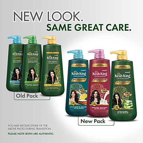 Kesh King Ayurvedic Anti Hairfall Shampoo, Reduces Hairfall, 21 Natural Ingredients, No Paraben & No Silicon, 1 L With The Goodness Of Aloe Vera, Bhringraja And Amla For Silky, Shiney, Shampoo For Women & Men