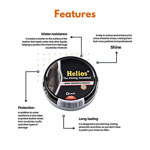 Helios Wax Polish - Black, 40 g Bees Wax, Shines, Nourishes & Protects