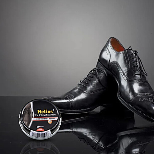 Helios Wax Polish - Black, 40 g Bees Wax, Shines, Nourishes & Protects