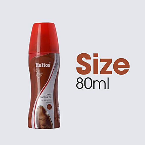 Helios Liquid Shoe Polish For All Smooth Leather - Brown, 80 ml