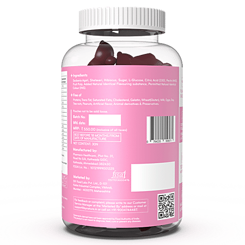 By Nature Hair Growth Gummies For Women With Biotin, Hibiscus & Shatavari - Health Supplement, 30 pcs  