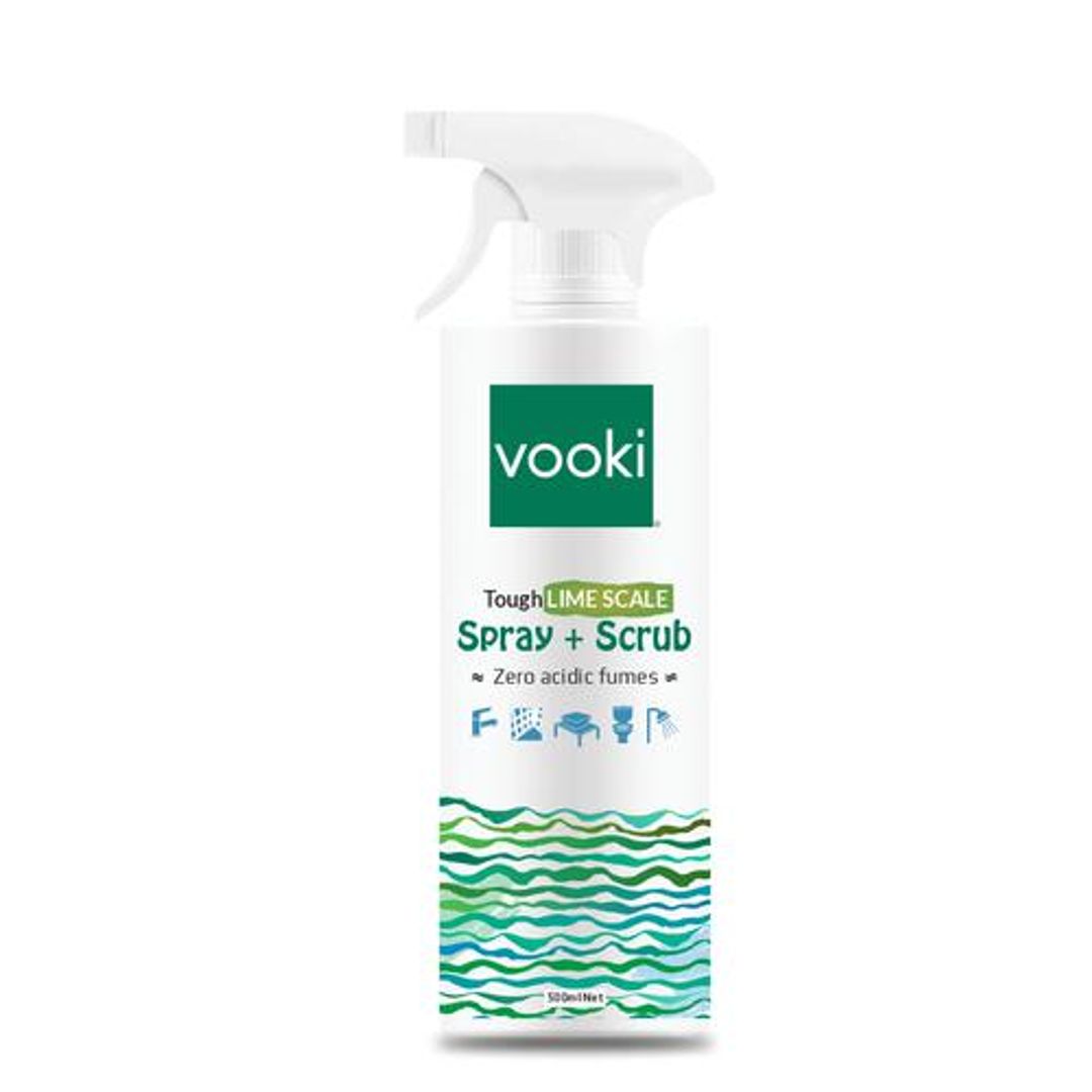 Vooki Tough Lime Scale Spray + Scrub - Zero Acidic Fumes, Tough On Harsh Stains, 500 ml 