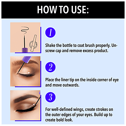 Blue Heaven One Stroke Liquid Eyeliner - Long-Lasting, Lightweight, Waterproof & Smudgeproof, 3.5 ml