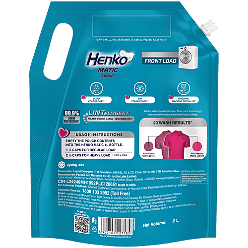 Henko Matic Front Load Liquid Detergent, 2 L