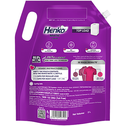 Henko Matic Top Load Liquid Detergent, 2 L  