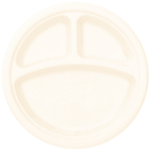 Buy Ekopak Disposable Meal Plates 3 Compartments, Round, 23 cm, 100