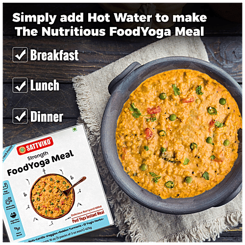 Sattviko Strength Food Yoga Meal - Barbeque Flavour, Millets, Instant Food, High Protein & Fiber, 400 g  