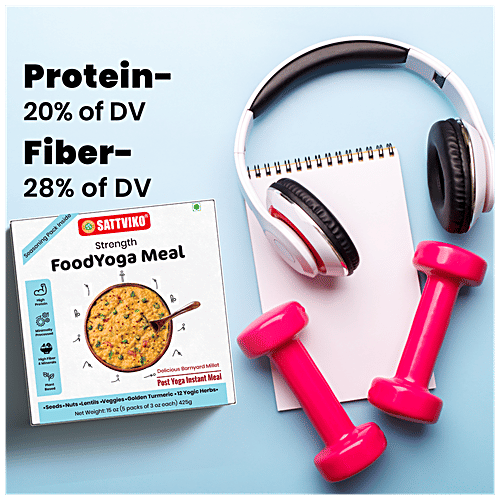 Sattviko Strength Food Yoga Meal - Barbeque Flavour, Millets, Instant Food, High Protein & Fiber, 400 g  