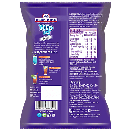 Blue Bird Iced Tea - Peach, Refreshing & Flavourful, Instant Drink, 400 g  