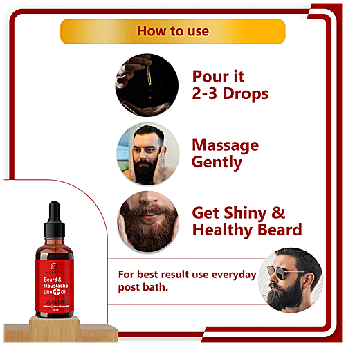Newish Beard & Mostache Lite Oil - Classic, For Men, Manageable, Less Frizzy, 30 ml  